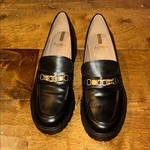 Sam Edelman Black Loafers with Gold Accent